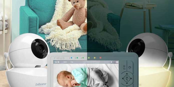 Babysense Full HD Split-Screen Baby Monitor with 2 PTZ Cameras